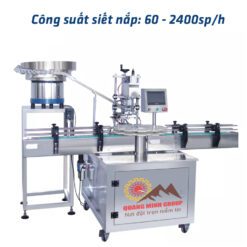 máy siết nắp trong dây chuyền đóng gói dung dịch lỏng