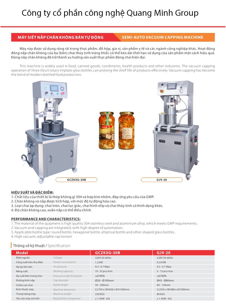 Máy siết nắp chân không bán tự động (2 hộc dạng trượt) QM-GJV-20 