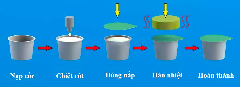 Quy trình vận hành của máy đóng gói sữa chua cốc tự động