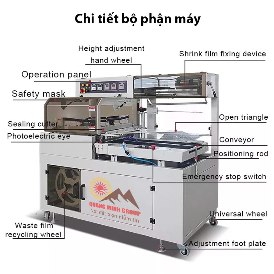 Chi tiết bộ phận Máy cắt và co màng nhiệt tự động - Dao cắt thẳng QM-HNOC-CM