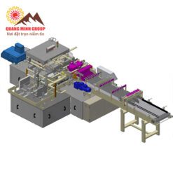 Hình ảnh bản vẽ 3D máy đếm và xếp thùng cartoon cho lon nước giải khát