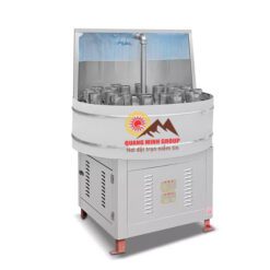 Máy rửa chai thuỷ tinh bán tự động dạng xoay chất liệu inox