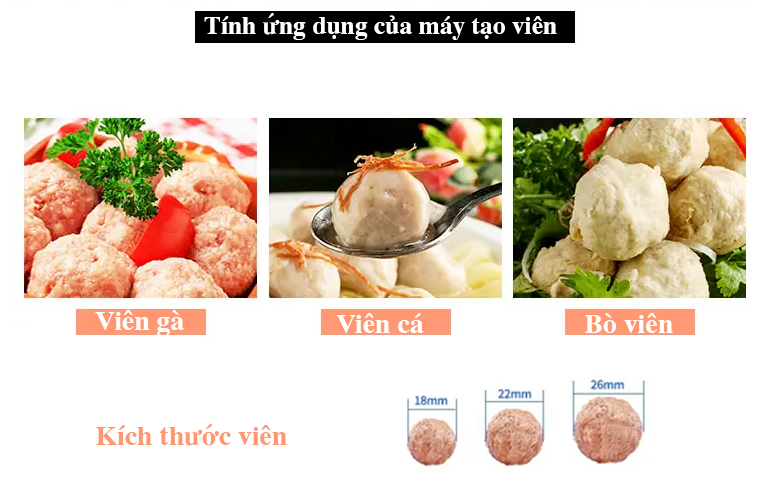 Tính ứng dụng của máy tạo viên thịt cá tự động